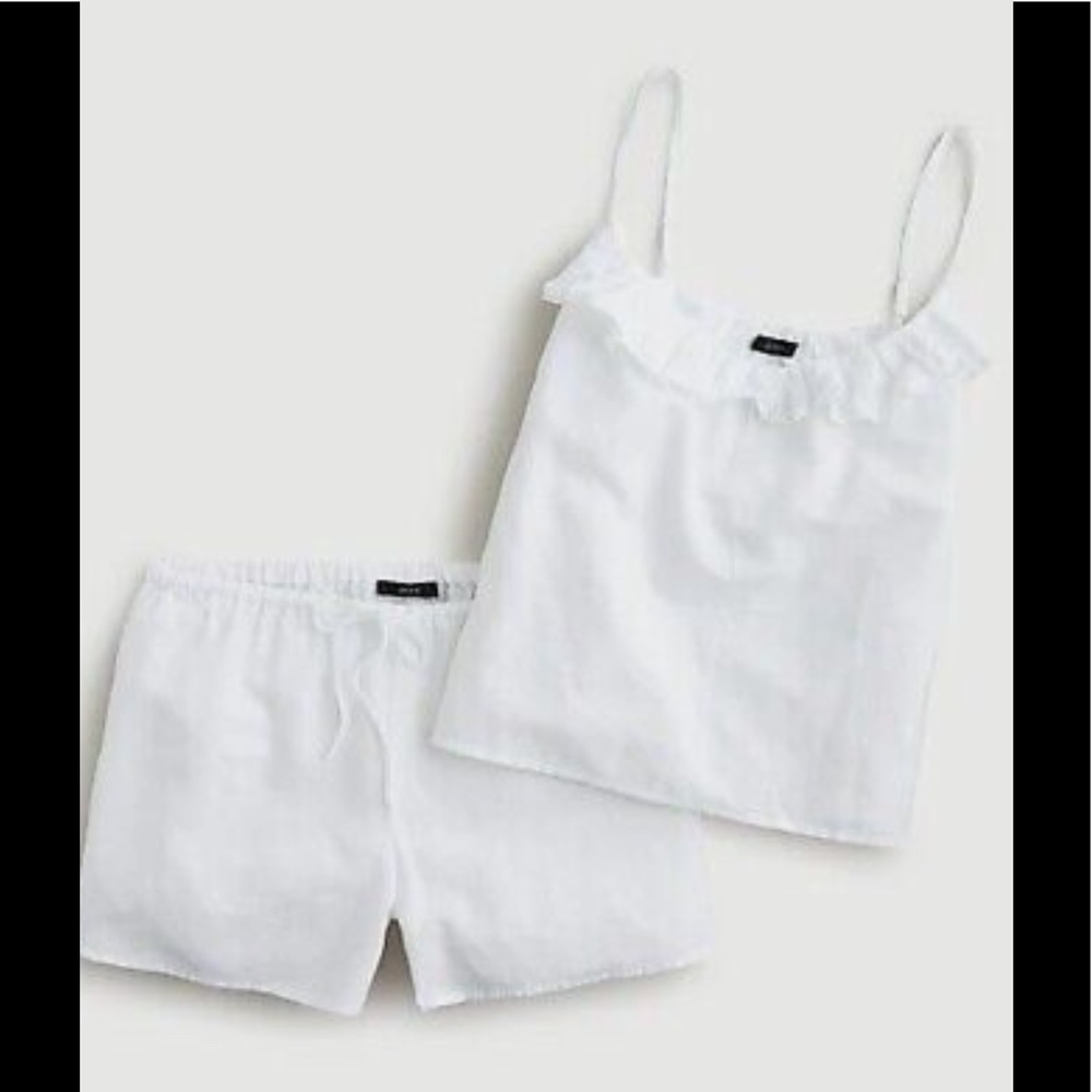 J Crew Linen Ruffle Pajama Set - Picture 2 of 6